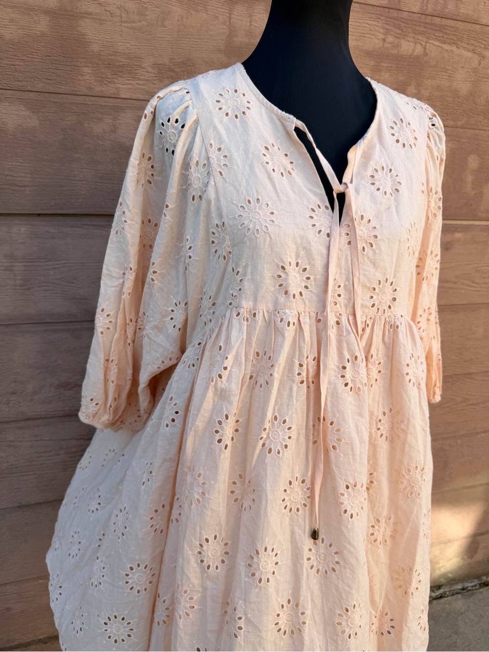 Entro Eyelet Babydoll Mini Dress in Blush - Picture 7 of 13
